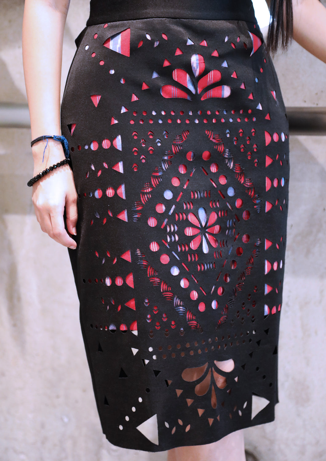 Laser Cut Ikat Skirt